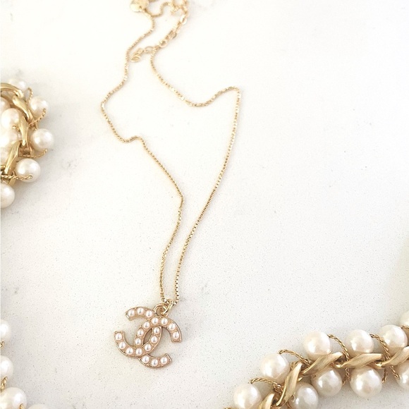 Upcycled Jewelry - Luxury Gold/Faux Pearl Logo Vintage Repurposed Zipper Pull Necklace.